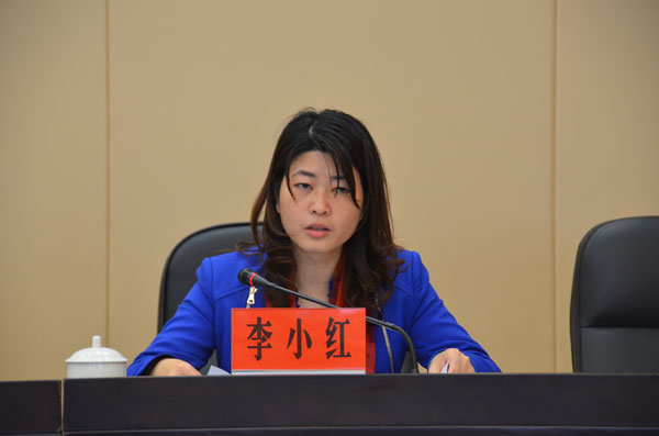 十二届全国人大代表、湖南佳惠百货公司总经理李小红在会上传达了十二届全国人大二次会议精神。.jpg